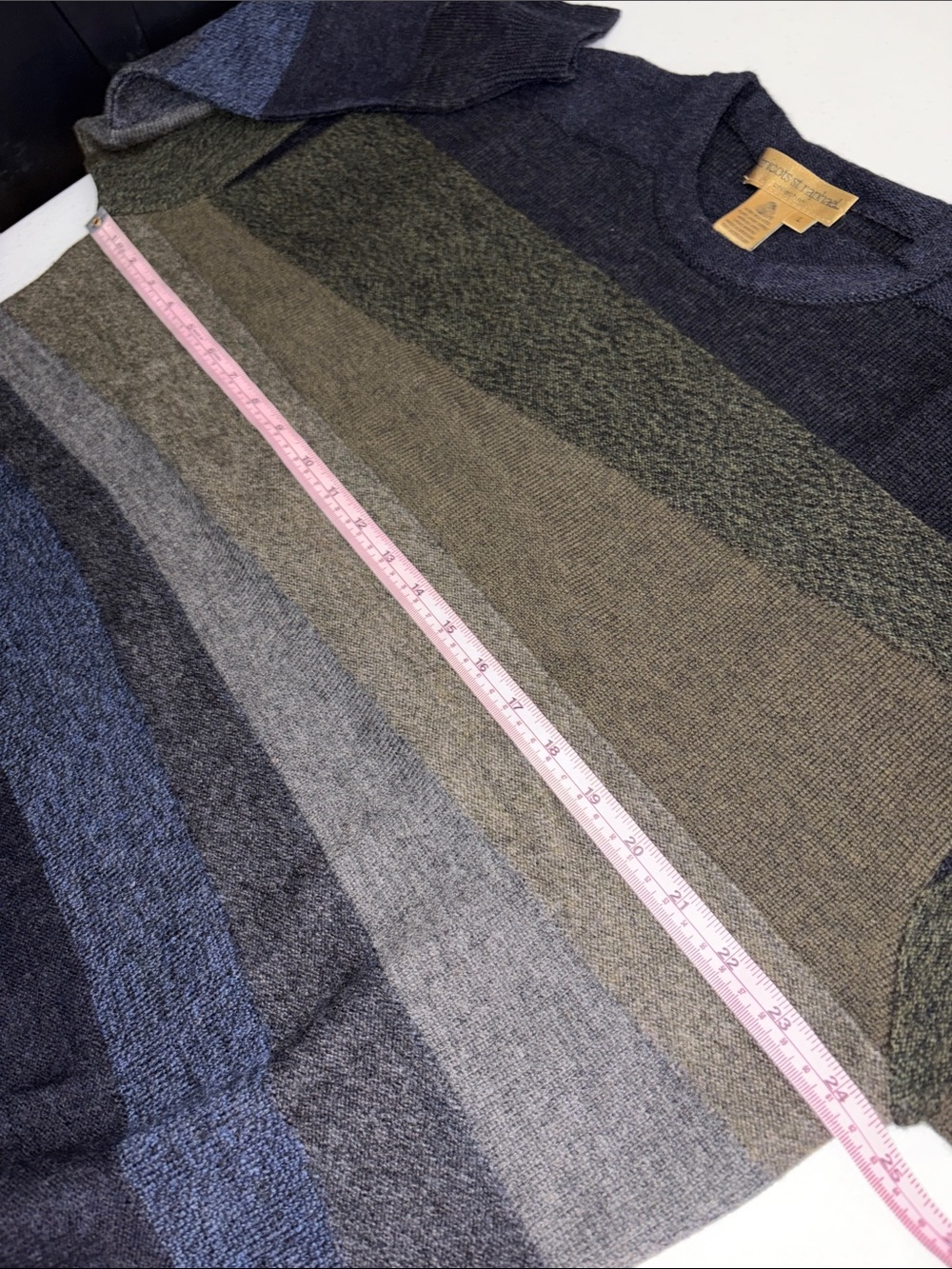 Tricots St Raphael Men Striped Crewneck Sweater Colorblock Geometic Grandpa Wool - Picture 3 of 7